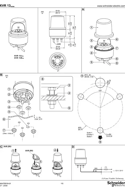 schneider施耐德XVR13... Rotating mirror beacons_ diam. 130mm